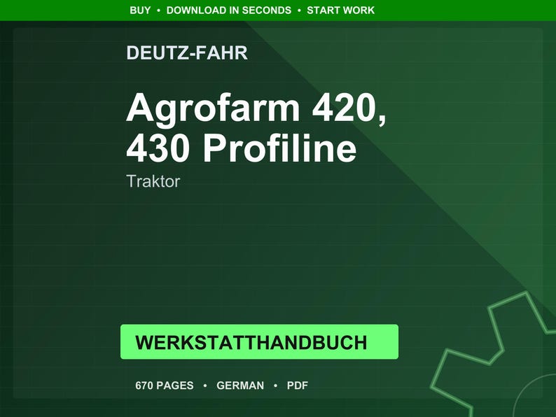 Manual de taller del tractor Deutz-Fahr Agrofarm 420 430 profiline en formato PDF / Servicio y reparación / Descarga instantánea imagen 1