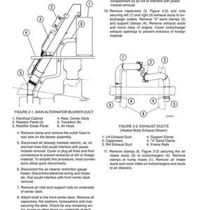 May include: Diagram of a power module with labeled components, including an electrical cabinet, resistor panel, and air hose. The image provides instructions for disassembly, with callouts for exhaust ducts and clamps.