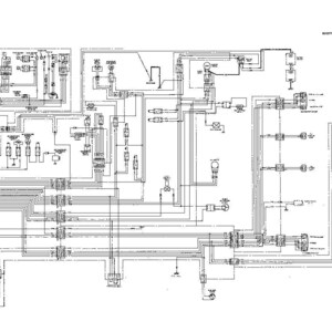 May include: A detailed electrical wiring schematic diagram, printed in black ink on white paper. The diagram features numerous lines, symbols, and labels, illustrating the complex circuitry of a system. The document is labeled "FOLD OUT NO. 2 ELECTRICAL WIRING SCHEMATIC 1 OF 2".