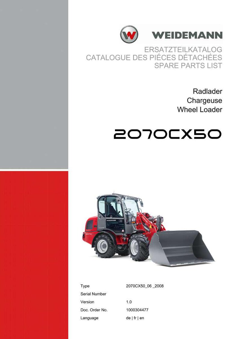 Weidemann 2070Cx50 06 2008 Wheel loader Parts Manual PDF | Illustrated Catalog | Instant Download image 2