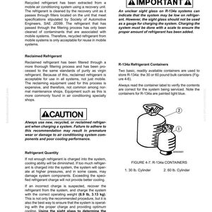 Puede incluir: Diagrama t&eacute;cnico con texto sobre refrigerante, incluidas advertencias e instrucciones. La imagen muestra dos contenedores de refrigerante R-134a: un cilindro de 13,6 kg y un cilindro de 27,2 kg. Los contenedores est&aacute;n pintados de azul claro.