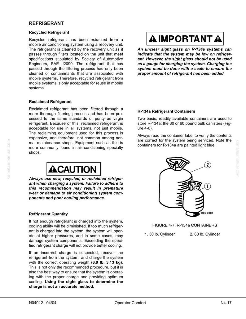 Puede incluir: Diagrama t&eacute;cnico con texto sobre refrigerante, incluidas advertencias e instrucciones. La imagen muestra dos contenedores de refrigerante R-134a: un cilindro de 13,6 kg y un cilindro de 27,2 kg. Los contenedores est&aacute;n pintados de azul claro.