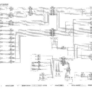 以下が含まれることがあります： 白紙に印刷された電気回路図。この図には、電気システムの接続とコンポーネントを示す、多数の線、記号、テキストラベルが含まれています。「ELECTRICAL CIRCUIT DIAGRAM」というタイトルが上部にあります。