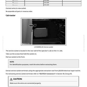 Puede incluir: Un diagrama t&eacute;cnico con texto y una imagen en blanco y negro de un enchufe de servicio. El diagrama incluye tablas con etiquetas como "Terminal", "Funci&oacute;n" y "Color del cable". El texto incluye instrucciones y advertencias.