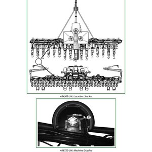 May include: Technical diagram of a vacuum motor, labeled "M61 - Vacuum 1 Motor." The image includes a detailed line art illustration and a machine graphic. Text includes "A84505-UN: Location Line Art" and "A68720-UN: Machine Graphic."