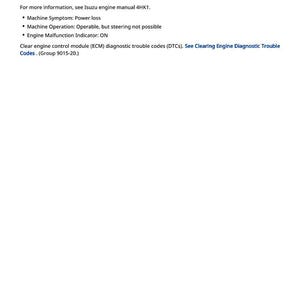 May include: A page of diagnostic information on a white background. The text reads "010040.19 - CAN Bus Error (ISO-CAN) (U0001)" and describes a CAN communication error, power loss, and steering issues. The image also includes a reference to an Isuzu engine manual.