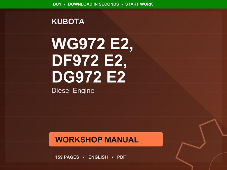 Kubota Wg972 df972 dg972 e2 Diesel engine Workshop Manual PDF | Service Repair | Instant Download image 1