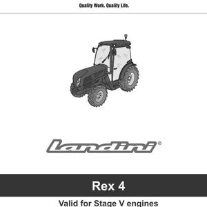 May include: A black and gray tractor illustration with the text "ARGOTRACTORS" and "Landini Rex 4". The image also includes the text "Quality Work. Quality Life."