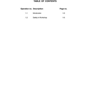 May include: A page from a Massey Ferguson workshop service manual. The top of the page has the text "INTRODUCTION AND SAFETY". The table of contents lists "Introduction" and "Safety in Workshop". The Massey Ferguson logo is in the top left corner.
