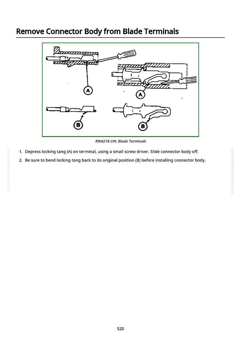 Puede incluir: Diagrama que ilustra la extracci&oacute;n del cuerpo del conector de los terminales de cuchilla. La imagen muestra pasos detallados, un destornillador peque&ntilde;o y las etiquetas A y B. El texto dice "Retire el cuerpo del conector de los terminales de cuchilla."