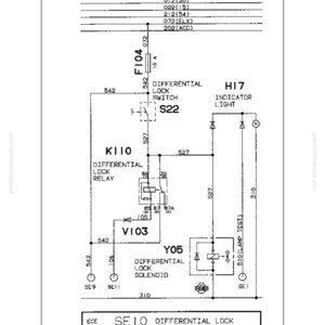 May include: Schematic diagram labeled "SE10-Functional Schematic" with electrical components, including a differential lock switch, relay, and solenoid. The diagram includes text and lines representing electrical connections.