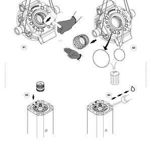 May include: Technical diagram of mechanical components, including gears, cylinders, and circular parts. The image is a black and white illustration with arrows indicating assembly steps. The KOMATSU logo and model information are at the bottom.