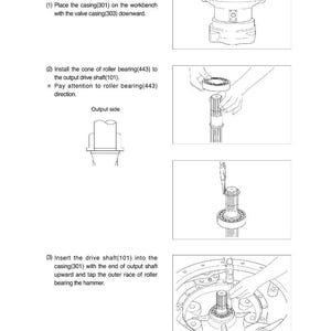 K&ouml;nnte beinhalten: Diagramm zur Montage von mechanischen Komponenten. Das Bild zeigt Schritt-f&uuml;r-Schritt-Anweisungen mit Illustrationen, einschlie&szlig;lich der Platzierung von Geh&auml;usen, Wellen und Lagern. Textanweisungen sind ebenfalls enthalten.