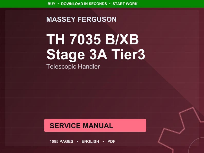 Massey Ferguson Th 7035b 7035xb Stufe 3a Tier 3 Teleskoplader Bedienungsanleitung PDF | Werkstattreparatur | Sofort Download Bild 1