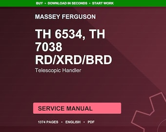 Massey ferguson Th 6534 7038 rd xrd brd Telescopic handler Service Manual PDF | Workshop Repair | Instant Download