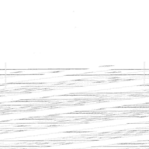 May include: Abstract black and white artwork featuring numerous parallel lines. The lines are densely packed and appear to be hand-drawn, creating a textured effect. The image has a minimalist aesthetic.