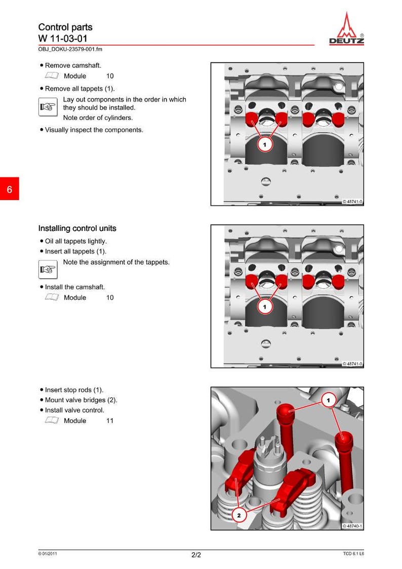 K&ouml;nnte beinhalten: Diagramm von Motorsteuerungsteilen mit Anweisungen. Das Bild enth&auml;lt detaillierte Illustrationen von Komponenten, darunter St&ouml;&szlig;el, Nockenwellen und Ventilsteg. Textanweisungen werden f&uuml;r die Installation und Wartung bereitgestellt, mit Etiketten und Nummern f&uuml;r jedes Teil.