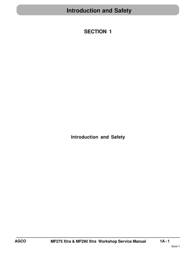 Puede incluir: Una p&aacute;gina blanca de un manual de servicio de taller. La parte superior de la p&aacute;gina tiene una pancarta gris con el texto "Introduction and Safety". El texto "SECTION 1" est&aacute; centrado debajo. La parte inferior de la p&aacute;gina tiene el texto "Introduction and Safety".