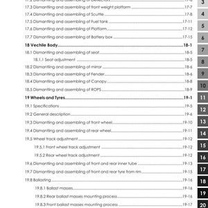 May include: A manual page for Argo Tractors, outlining tractor maintenance procedures. The contents table covers sheet metals, vehicle body, wheels, and tyres. The document includes the part number DISCOVERY II P/N 6758989A1.
