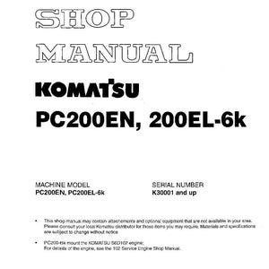 Instrukcja serwisowa koparki hydraulicznej Komatsu PC200EN-6K PC200EL-6K – Pobierz PDF zdjęcie 3