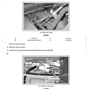 May include: Diagram of mechanical components with labels and instructions. Includes close-up views of cables, connectors, and screws. Text indicates steps for removal and disconnection of parts.