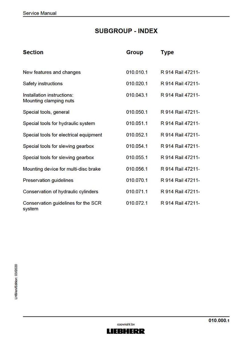 Instrukcja serwisowa koparki hydraulicznej Liebherr R 914 rail w formacie PDF | Naprawa warsztatowa | Natychmiastowe pobranie zdjęcie 7