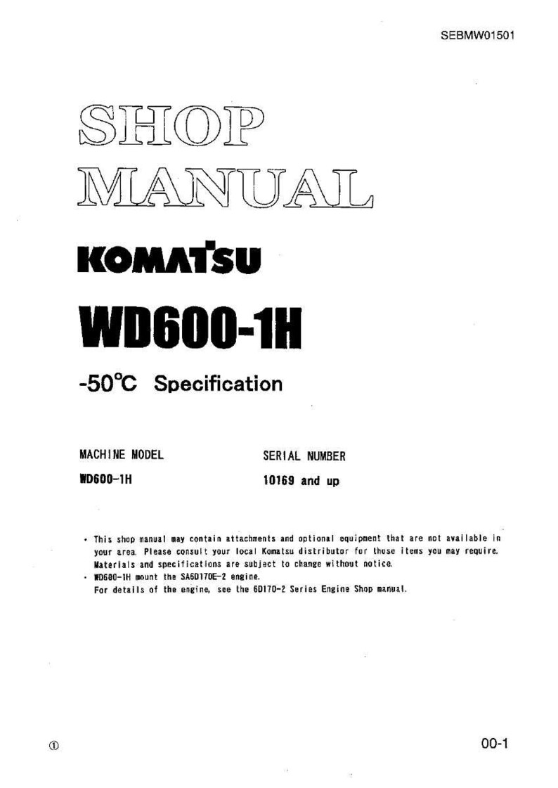 K&ouml;nnte beinhalten: Ein wei&szlig;es Werkstatthandbuch mit dem Titel "SHOP MANUAL" in gro&szlig;er, umrandeter Schrift. Das Komatsu-Logo und "WD600-1H" sind deutlich sichtbar. Enth&auml;lt "-50&deg;C Specification" sowie Modell- und Seriennummerndetails.