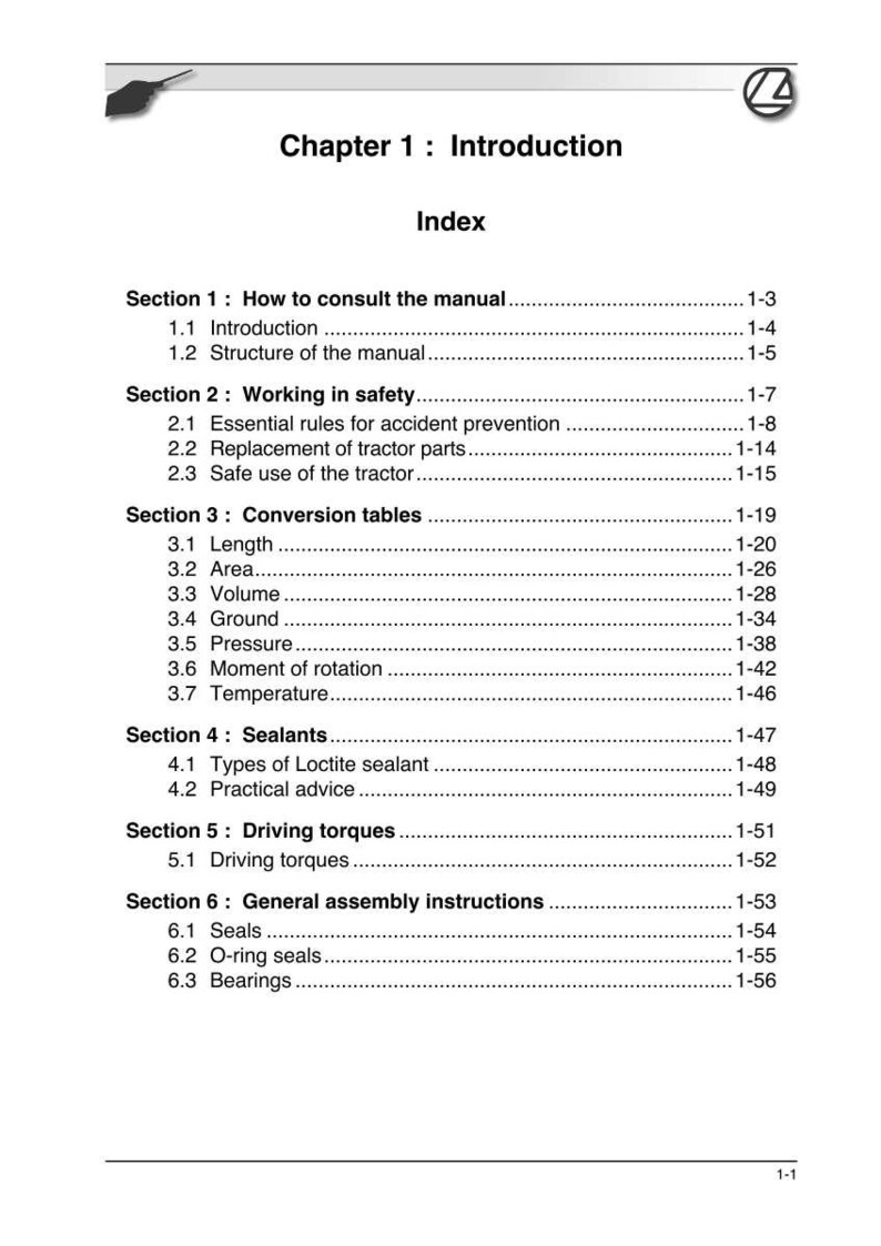 May include: A page from a manual titled "Chapter 1: Introduction" with an index listing sections on safety, conversion tables, and sealants. The page number is 1-1.