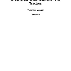 Manuale tecnico per trattori John Deere X105, X125, X145, X165 e 107S in formato PDF / Download immediato immagine 2