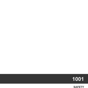 Puede incluir: Fondo blanco con una barra horizontal gris oscuro en la parte inferior. La barra contiene el n&uacute;mero "1001" en texto blanco a la derecha y la palabra "SAFETY" debajo.