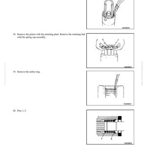May include: Diagrams illustrating the disassembly and assembly of an all-wheel-drive pump. The images show various steps, including removing rings, pistons, and safety rings. Text includes "DISASSEMBLY AND ASSEMBLY" and "ALL-WHEEL-DRIVE PUMP".