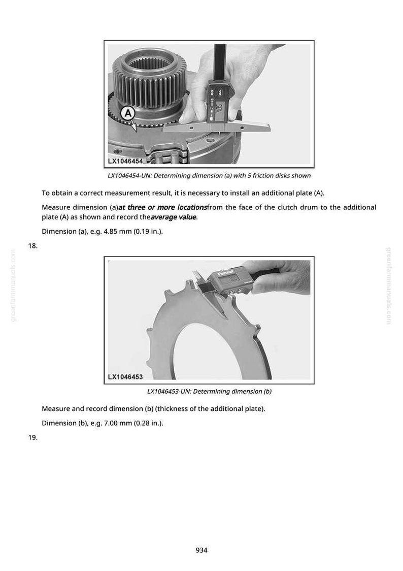 May include: Diagram showing measurements of mechanical components. The image includes a gear and a plate being measured with a digital caliper. The text indicates dimensions of 0.19 inches and 0.28 inches.