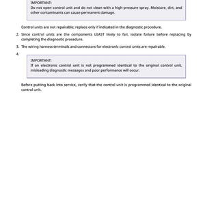 May include: A page from a manual titled "Servicing Electronic Control Units." The text includes warnings about opening the unit, cleaning it with high-pressure spray, and programming. The page number is 141.