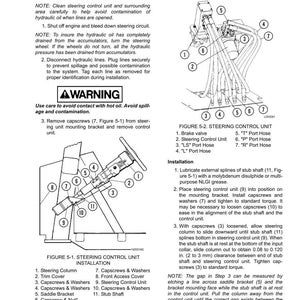 Pu&ograve; includere: Diagramma tecnico di un'unit&agrave; di controllo dello sterzo, con componenti etichettati come la valvola del freno, i tubi flessibili e le parti di montaggio. Include istruzioni per la rimozione e l'installazione.