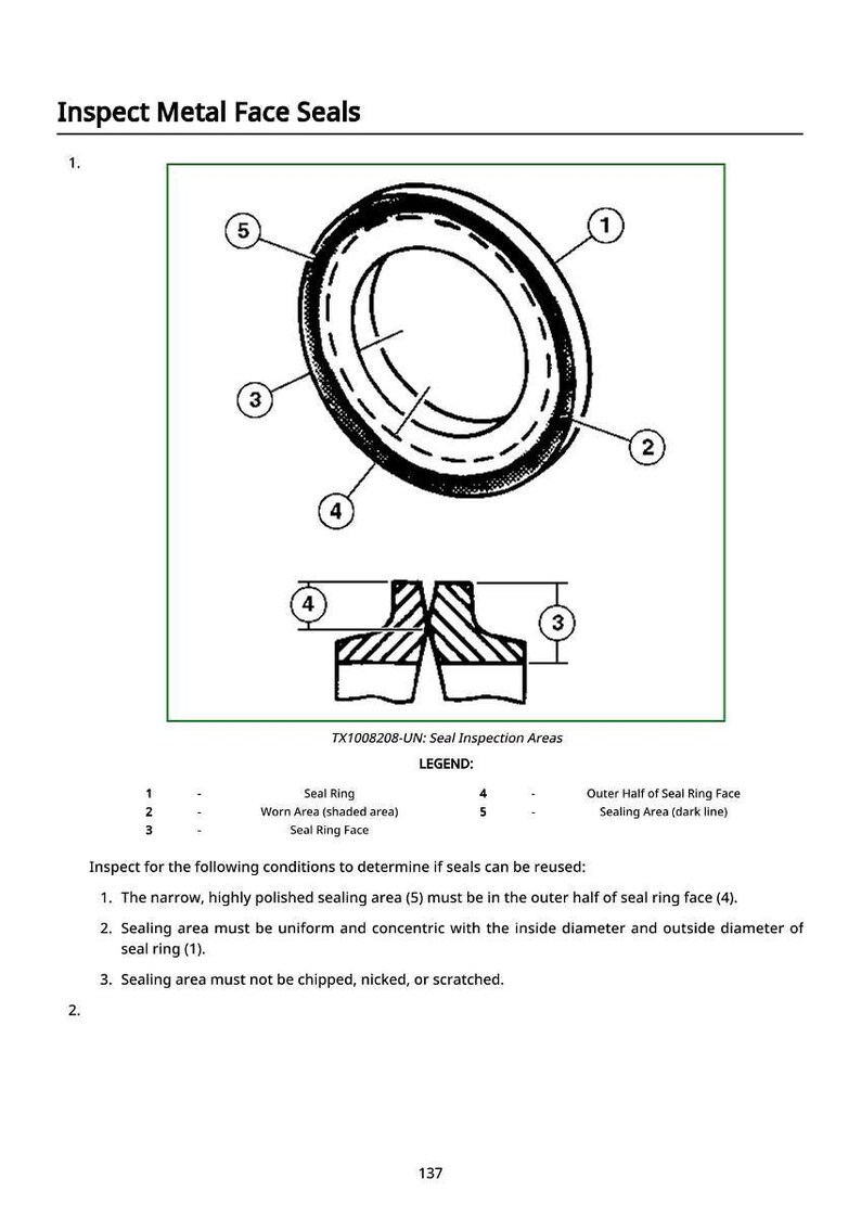 Puede incluir: Diagrama t&eacute;cnico de un sello de cara met&aacute;lica, con etiquetas y una secci&oacute;n transversal. La imagen incluye una leyenda que detalla el anillo de sellado, el &aacute;rea desgastada y el &aacute;rea de sellado. El texto en la parte superior dice "Inspeccionar sellos de cara met&aacute;lica."