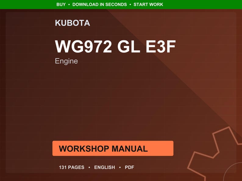 Kubota Wg972 gl e3f Engine Workshop Manual PDF | Service Repair | Instant Download image 1