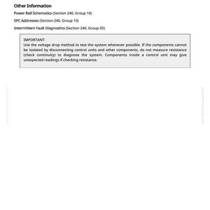 Peut inclure: Document blanc avec texte noir d&eacute;crivant le diagnostic du syst&egrave;me &eacute;lectrique. Le texte comprend des informations sur les tests de chute de tension, l'isolement des unit&eacute;s de contr&ocirc;le et la mesure de la r&eacute;sistance. Intitul&eacute; "SPC 521202.06 - High Side 6 EPM opt Short To Ground."