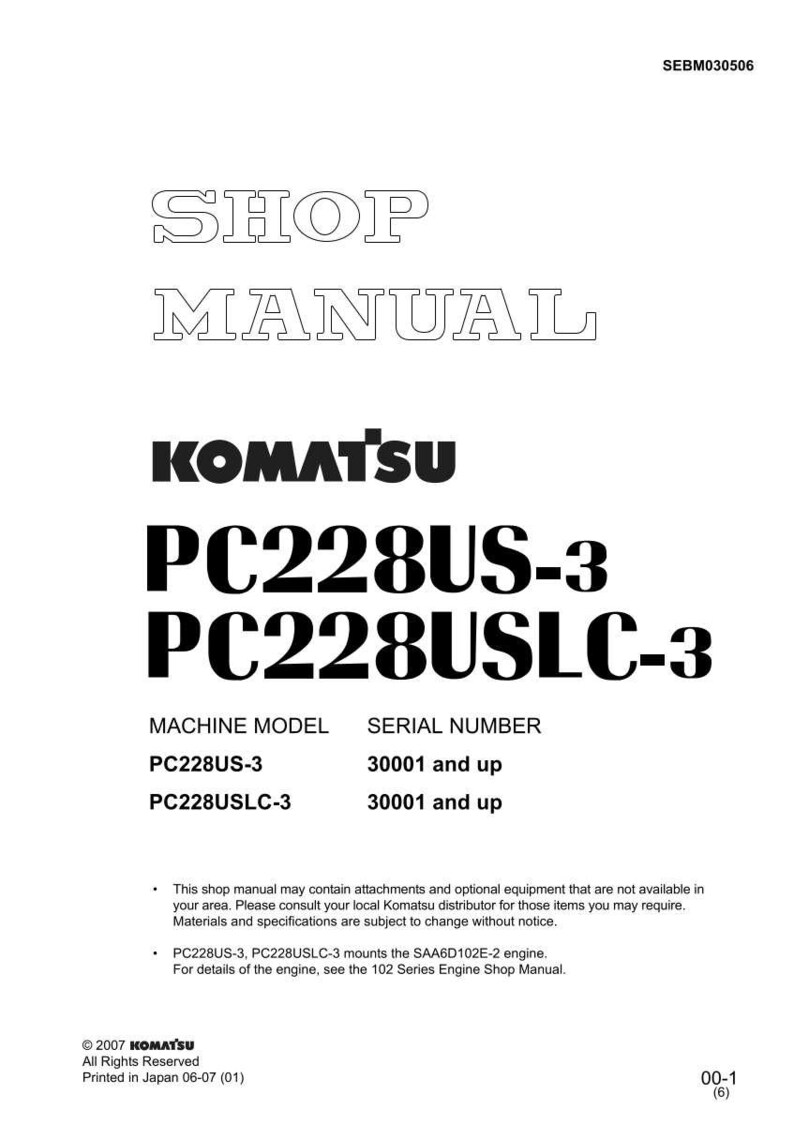 May include: A white shop manual with the Komatsu logo and the text "PC228US-3 PC228USLC-3". The manual includes machine model and serial number information. The document is printed in Japan.