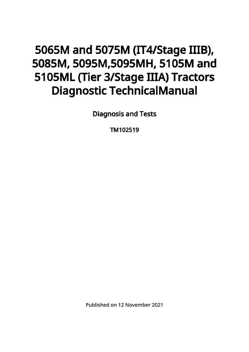May include: A white document with black text. The text includes tractor model numbers and "Diagnostic Technical Manual." The document also states "Diagnosis and Tests" and "Published on 12 November 2021."