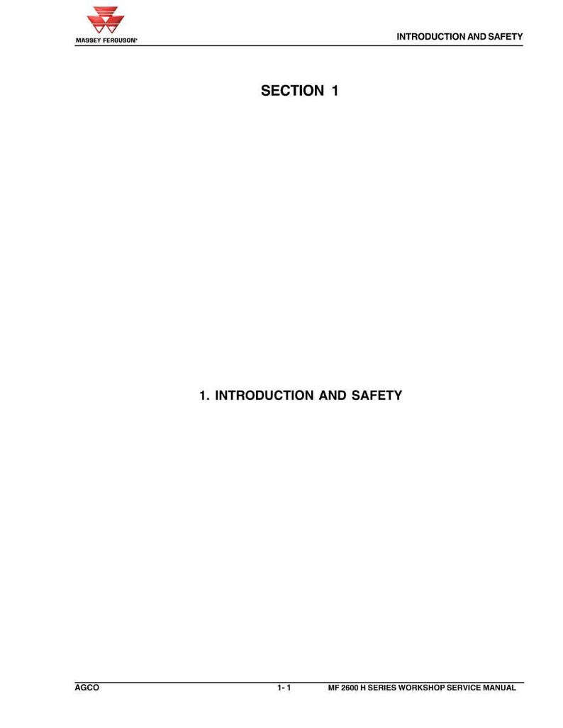 Massey ferguson 2604H 2605h 2606h 2607h Tractor Service Manual PDF | Workshop Repair | Instant Download image 6