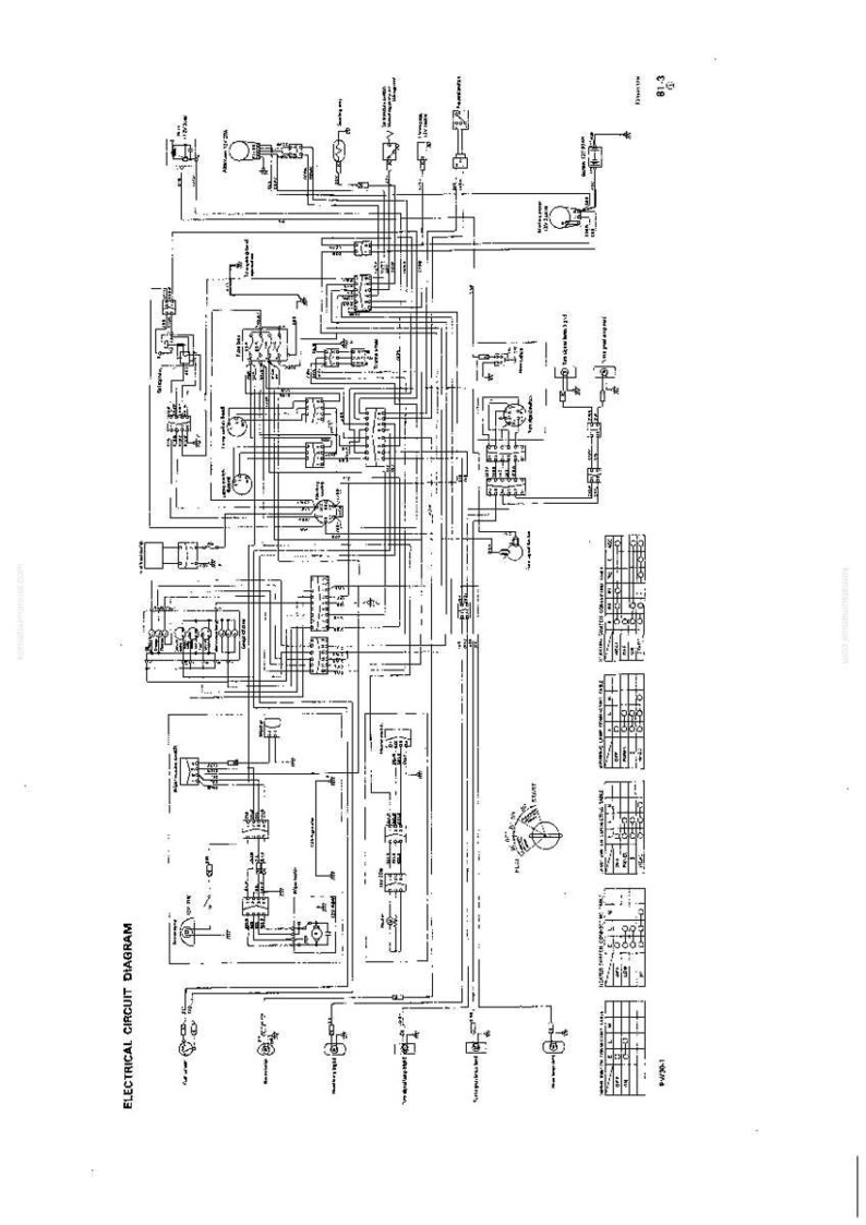 K&ouml;nnte beinhalten: Ein detailliertes elektrisches Schaltbild in Schwarzwei&szlig;. Das Diagramm zeigt zahlreiche Linien, Symbole und Beschriftungen, mit dem Text "ELECTRICAL CIRCUIT DIAGRAM" unten links. Es handelt sich um eine technische Illustration.
