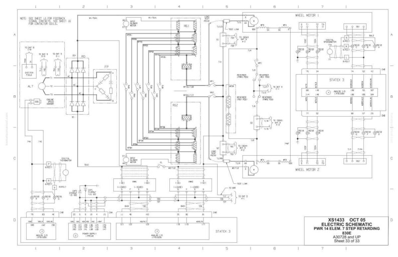 Pu&ograve; includere: Un diagramma schematico elettrico dettagliato con numerose linee, simboli e componenti. Il diagramma &egrave; etichettato "ELECTRIC SCHEMATIC PWR 14 ELEM. 7 STEP RETARDING 830E" e include testo e numeri. L'immagine &egrave; un disegno tecnico.