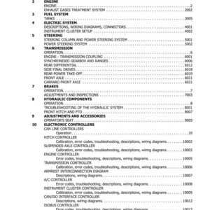 K&ouml;nnte beinhalten: Eine Seite aus einem Handbuch mit dem Titel "INHALTSVERZEICHNIS", das Abschnitte wie "MOTOR", "ELEKTRISCHES SYSTEM" und "GETRIEBE" auflistet. Das Dokument ist mit "Ausgabe 07-2017" datiert.