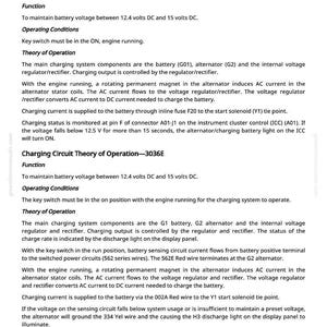 Pode incluir: Um documento t&eacute;cnico intitulado "Teoria de Opera&ccedil;&atilde;o do Circuito de Carga" com texto detalhado sobre a manuten&ccedil;&atilde;o da voltagem da bateria. O documento inclui diagramas e explica&ccedil;&otilde;es de componentes como a bateria, o alternador e o regulador de voltagem.