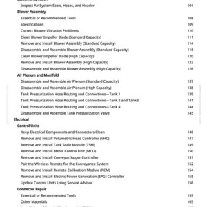 Peut inclure: Une page de manuel avec une table des mati&egrave;res. Le texte comprend des sections sur les syst&egrave;mes d'air, l'assemblage du ventilateur, le pl&eacute;num d'air, les composants &eacute;lectriques et la r&eacute;paration des connecteurs. Les num&eacute;ros de page sont list&eacute;s.