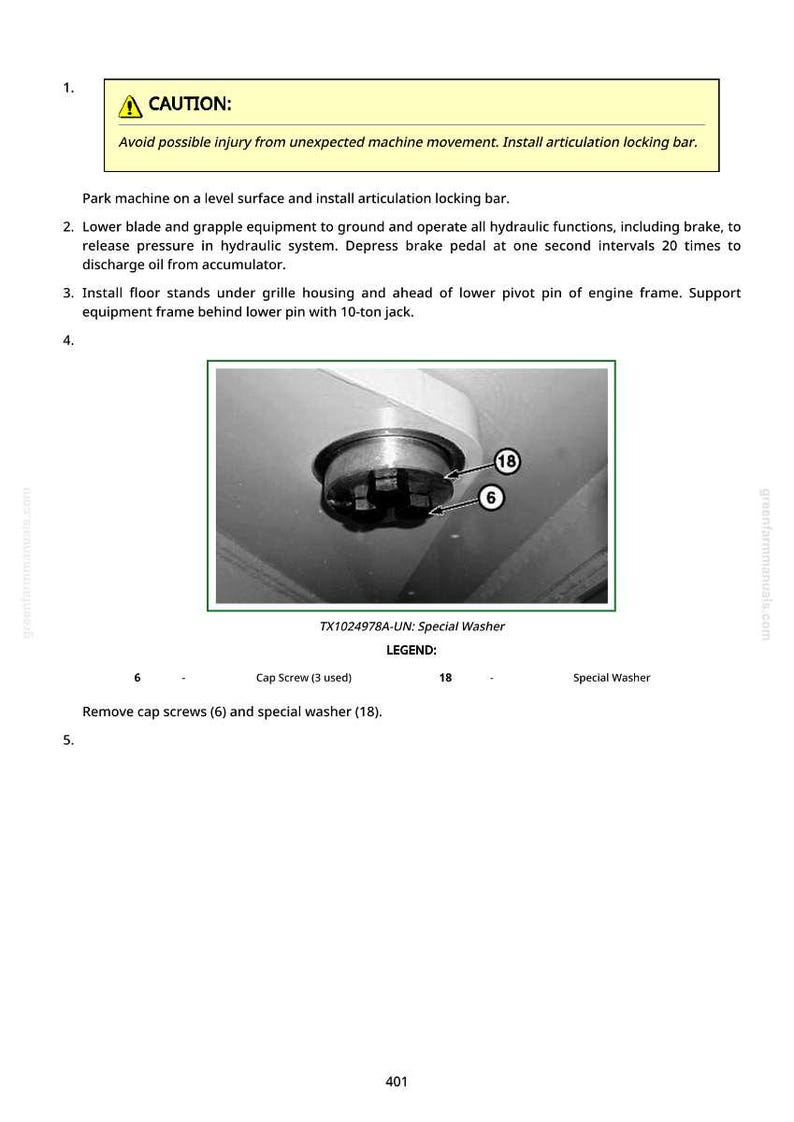Puede incluir: Diagrama t&eacute;cnico con un primer plano de un componente de la m&aacute;quina. La imagen incluye un diagrama con etiquetas para tornillos de cabeza y una arandela especial. El texto incluye una advertencia e instrucciones de mantenimiento.