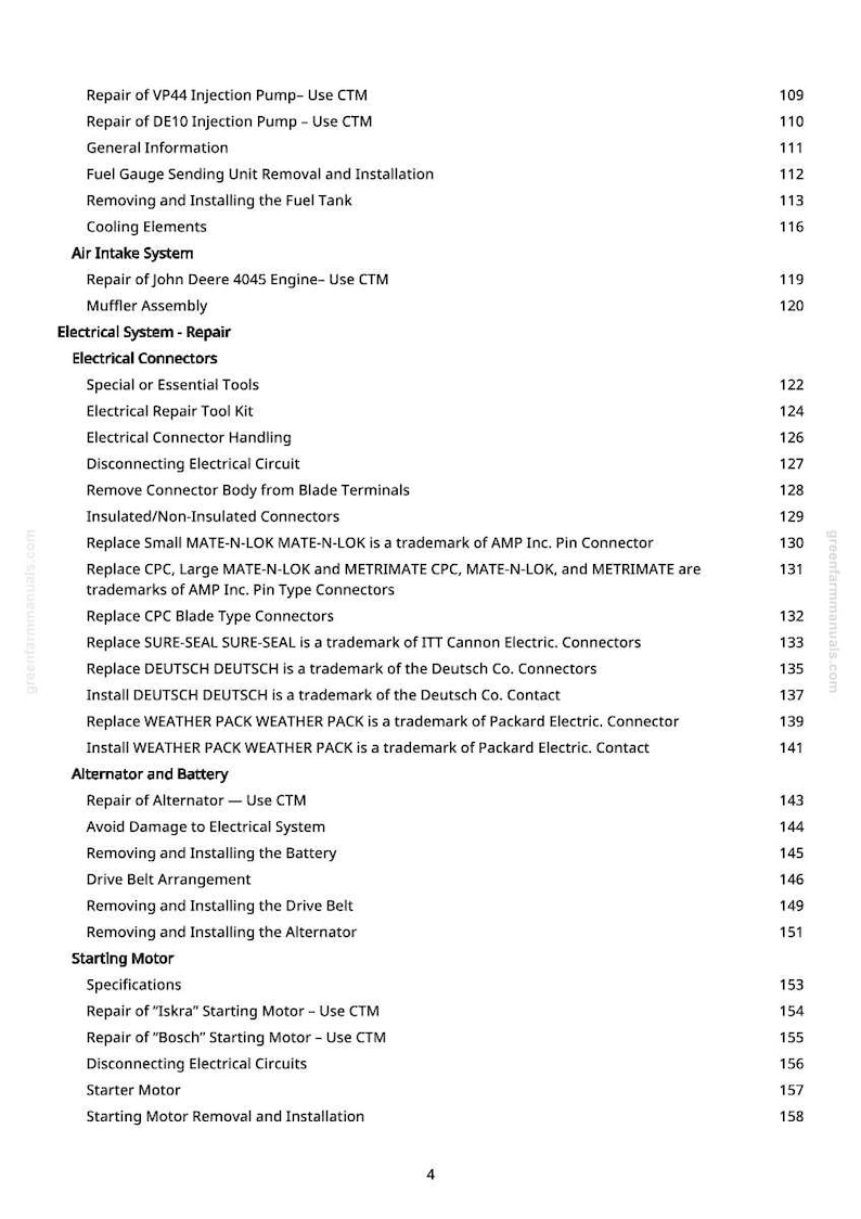 K&ouml;nnte beinhalten: Eine Seite aus einem Handbuch mit einer Liste von Kfz-Reparaturthemen, darunter Kraftstofftankausbau, elektrische Anschl&uuml;sse und Anlasserverfahren. Der Text ist schwarz auf wei&szlig;em Hintergrund.