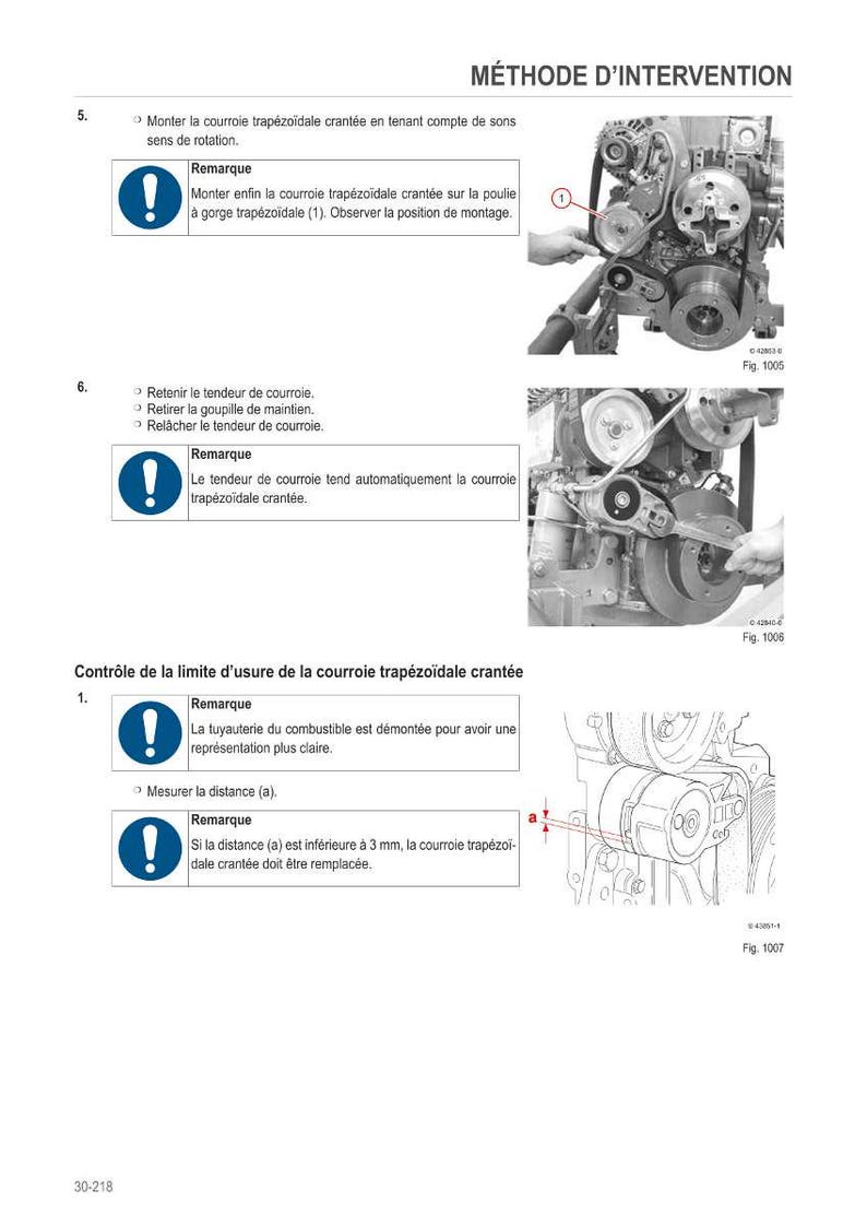 May include: A grayscale diagram illustrating the method of intervention for a toothed trapezoidal belt. The image includes text instructions and diagrams of engine components, with measurements in millimeters.