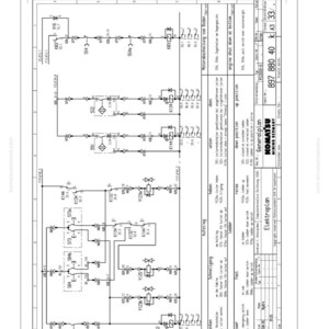 Puede incluir: Un diagrama esquem&aacute;tico detallado de un sistema de escalera de acceso de accionamiento hidr&aacute;ulico. El diagrama incluye componentes el&eacute;ctricos, cableado y etiquetas de texto en blanco y negro, con el logotipo de Komatsu visible.