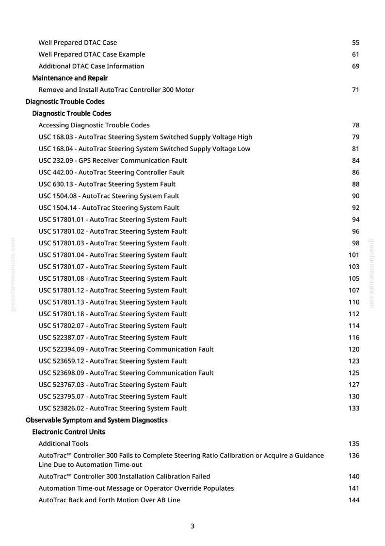 May include: A printed page from a manual, featuring a table of contents with headings like "Diagnostic Trouble Codes" and "Electronic Control Units." The text lists various system faults and diagnostic information.